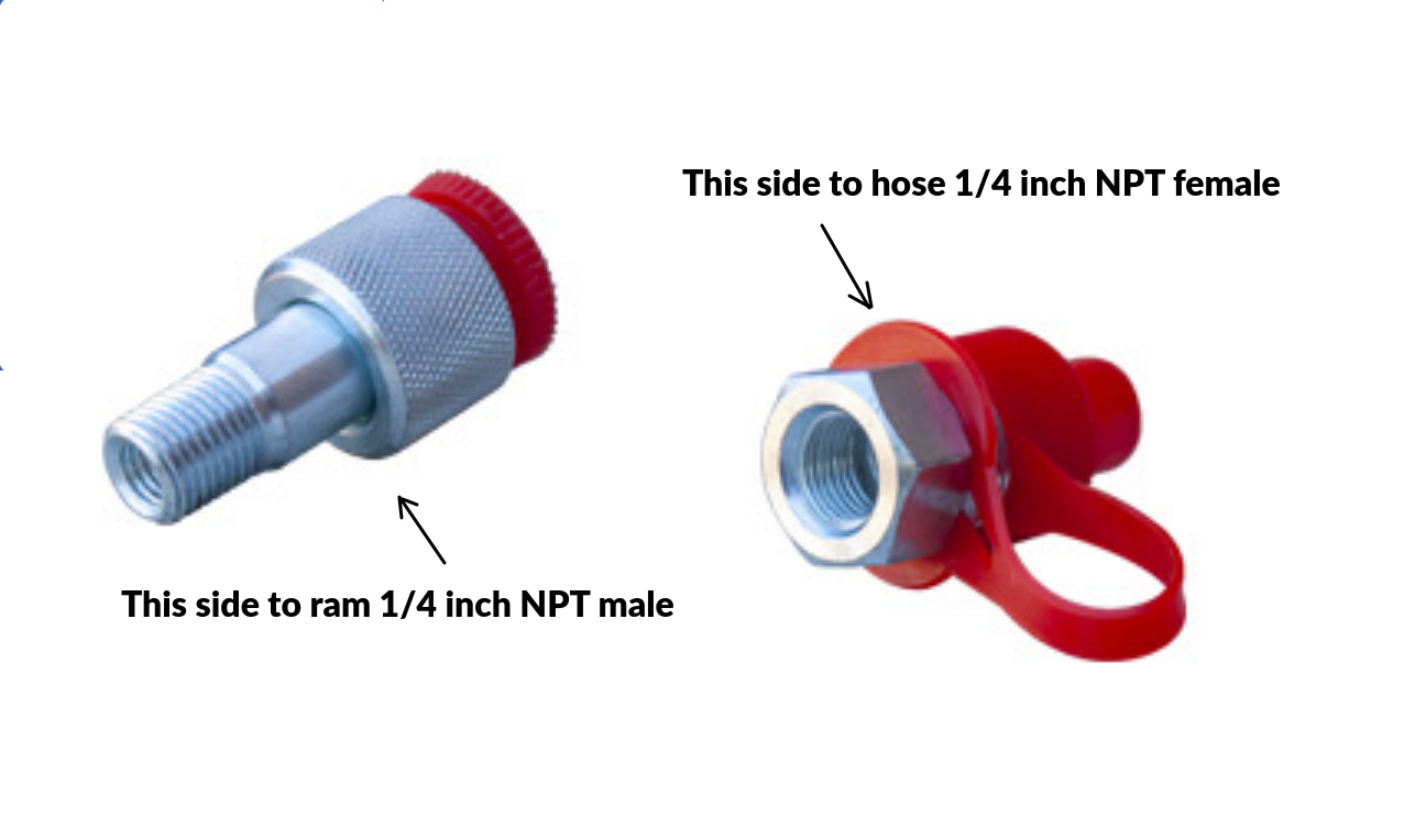 1/4" Hydraulic Ram Coupler 4 and 10 Ton Porta Power Male and Female Side – Hydraulic Ram Automotive Tools – Heavy Duty Hydraulic Fittings Jack Coupler – Easy Installation Replacement Part Connector Fitting – Durable Resistant Metal